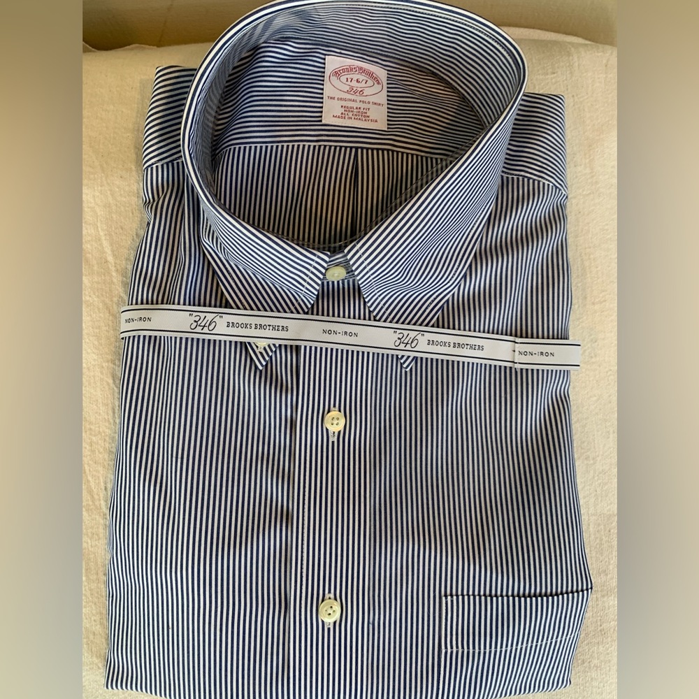 Brooks Brothers button down blue stripe 17 6-7